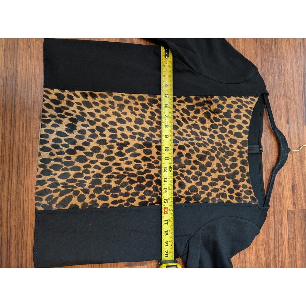 St. John Leopard Calf Hair Knit Skirt Set Size 12 Designer Matching Set Chic - Picture 10 of 13